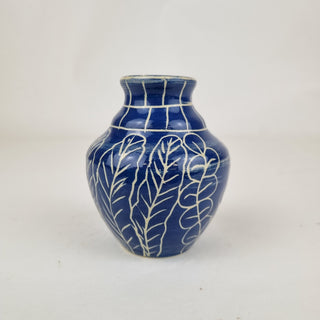 Small Vase - Carved Blue & White