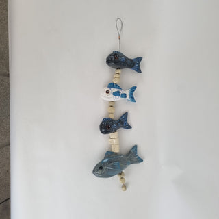 Hanging Beaded One Fish, Blue Fish