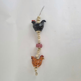 Hanging Beaded 2 Chickens