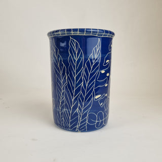 Utensil Holder - Blue & White