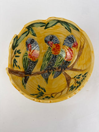 Carved bowl Large - Rainbow lorikeets