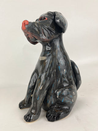 Animal Sculpture - Grey Dog Smoky