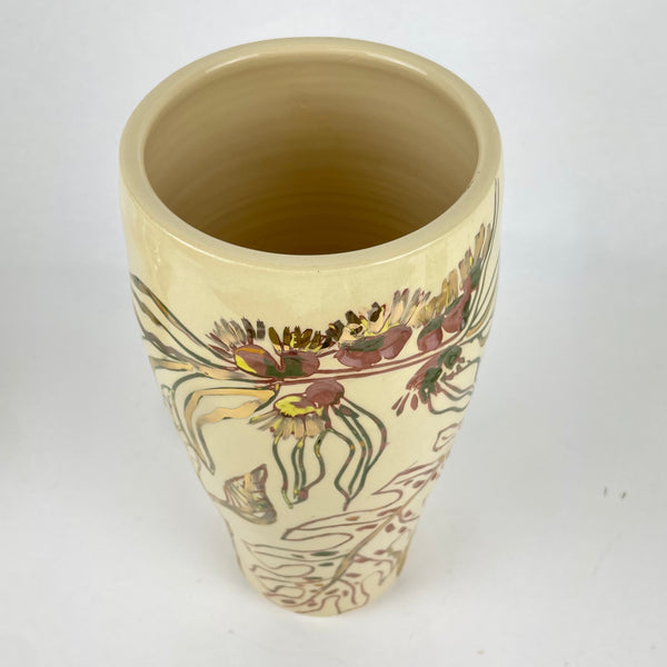 Vase tall carved luster