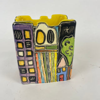 Rectangular vase - cityscape