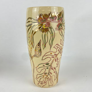 Vase tall carved luster