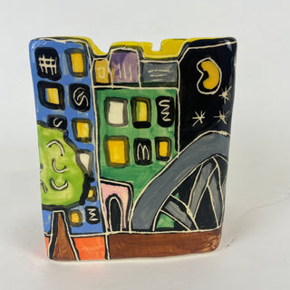 Rectangular vase - cityscape