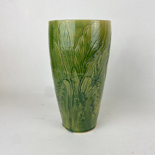 Vase- Leaves green glaze