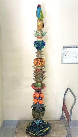 Totem pole-Macaw with rainforest beads