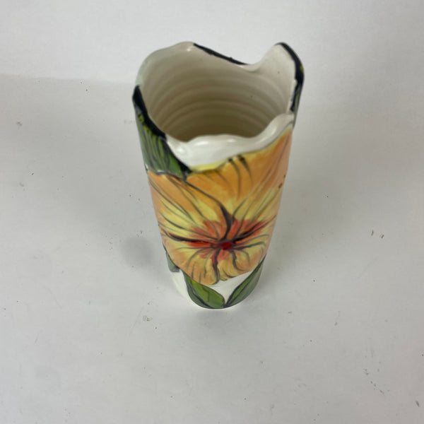 Vase- Hibiscus Carved