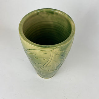 Vase- Leaves green glaze