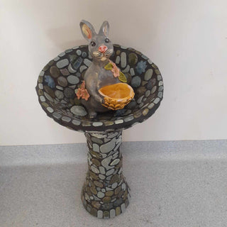 Bird Bath - Rabbit holding basket