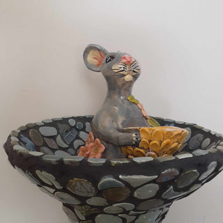 Bird Bath - Rabbit holding basket