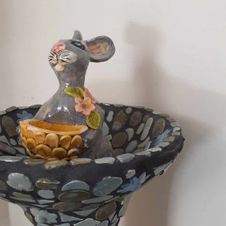 Bird Bath - Rabbit holding basket